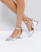 Call It Spring Trivio Silver Block Heeled Shoes - Silver