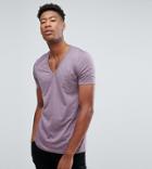 Asos Tall T-shirt With Deep V - Purple