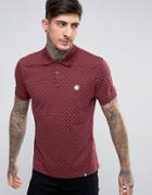 Pretty Green Polo Shirt With Polka Dot In Regular Fit Burgundy - Red