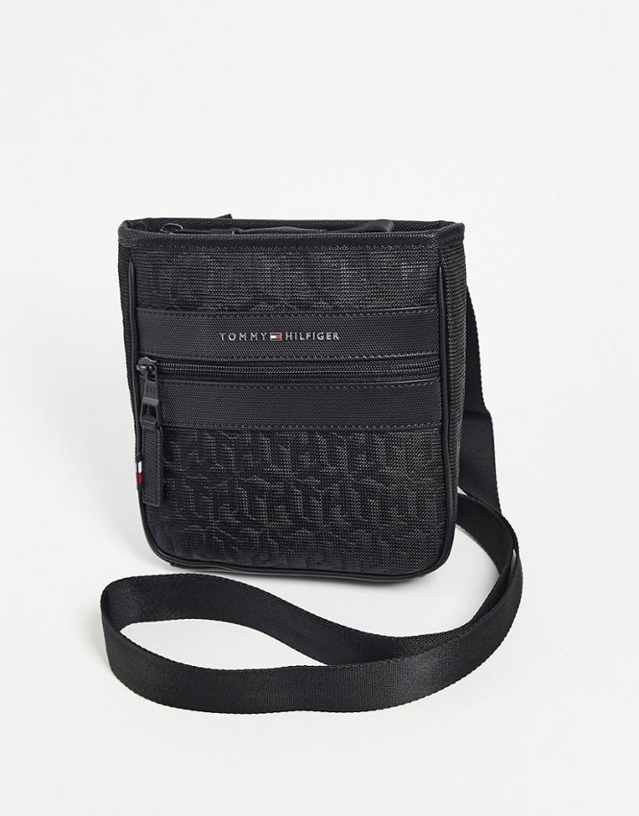 Tommy Hilfiger Monogram Flight Bag With Logo In Black