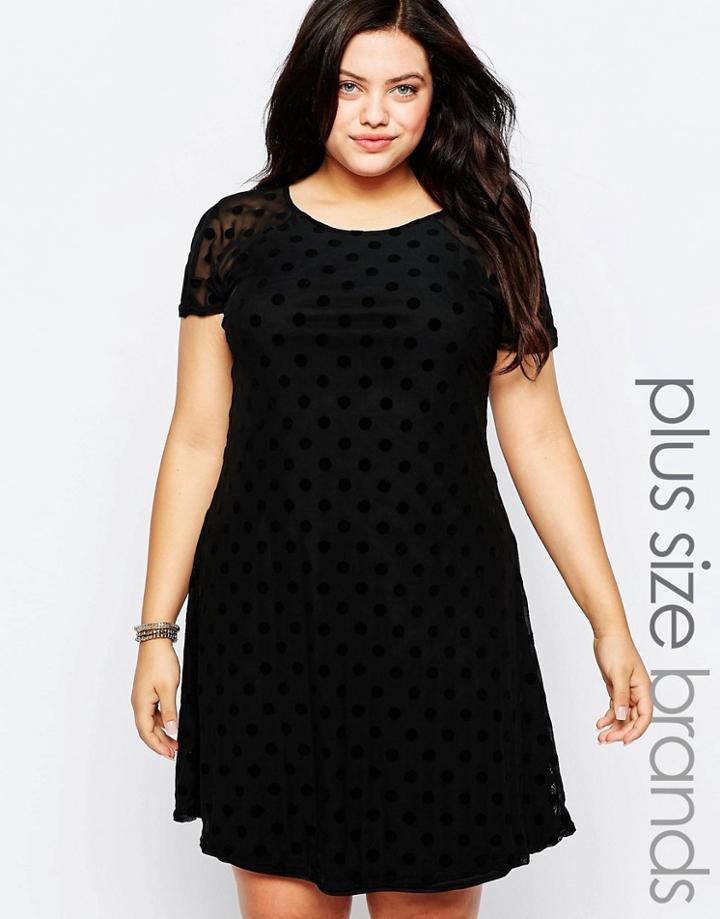 Praslin Plus Swing Dress In Polka Dot - Black