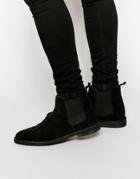 Asos Chelsea Desert Boots In Black Suede - Black