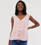 Asos Design Maternity Button Thorugh Tank In Crinkle - Pink