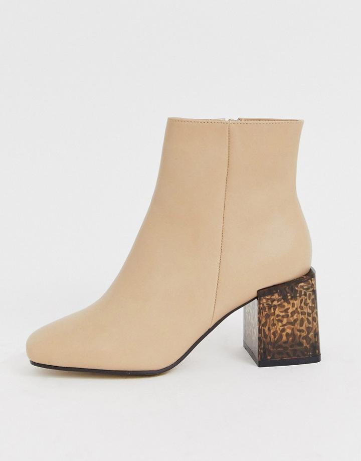 Truffle Collection Tortoise Kitten Heel Boot In Beige