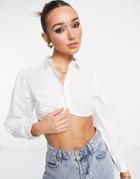 Topshop Super Crop Poplin Shirt In White