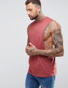 Asos Longline Tank With Extreme Dropped Armhole - Red