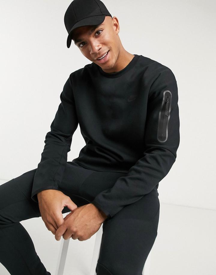 Nike Tech Fleece Crew Neck Sweatshirt In Black