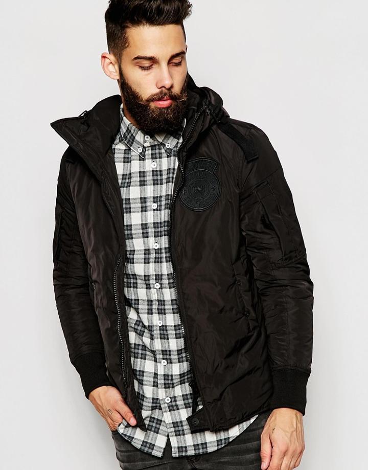 G-star Hooded Overshirt Jacket Battle Padded Lias Twill - Black