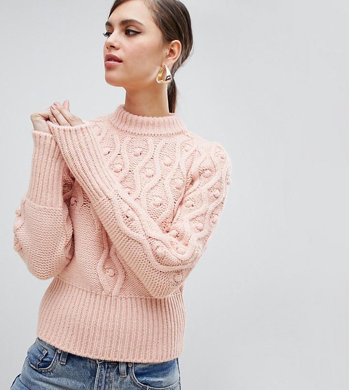 River Island Cable Knit Sweater In Pink - Pink