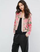 Needle & Thread Embroidery Rose Bomber Jacket - Black