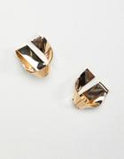 Asos Design Stud Earrings In Folded Knot Design In Gold - Gold