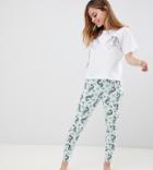 Asos Design Petite Unicorn Pyjama Tee & Legging Set-multi
