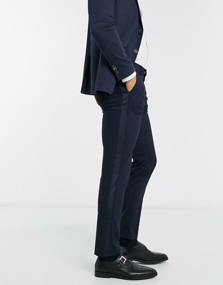 Topman Skinny Tux Pants In Navy-blue