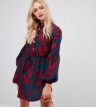 Parisian Tall Floral Print Collarless Shirt Dress - Multi