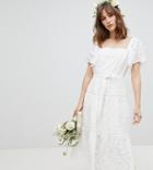 Stevie May Exclusive Floral Embroidered Smock Midi Dress - White