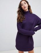 Vero Moda Knitted Roll Neck Dress - Purple