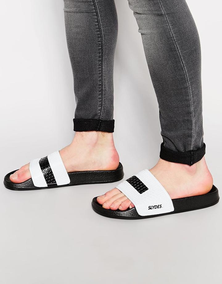 Slydes Color Block Slider Flip Flop - Black