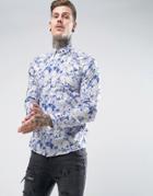 Noose & Monkey Skinny Smart Shirt In Print - Blue