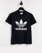 Adidas Originals Adicolor Large Treofoil T-shirt In Black