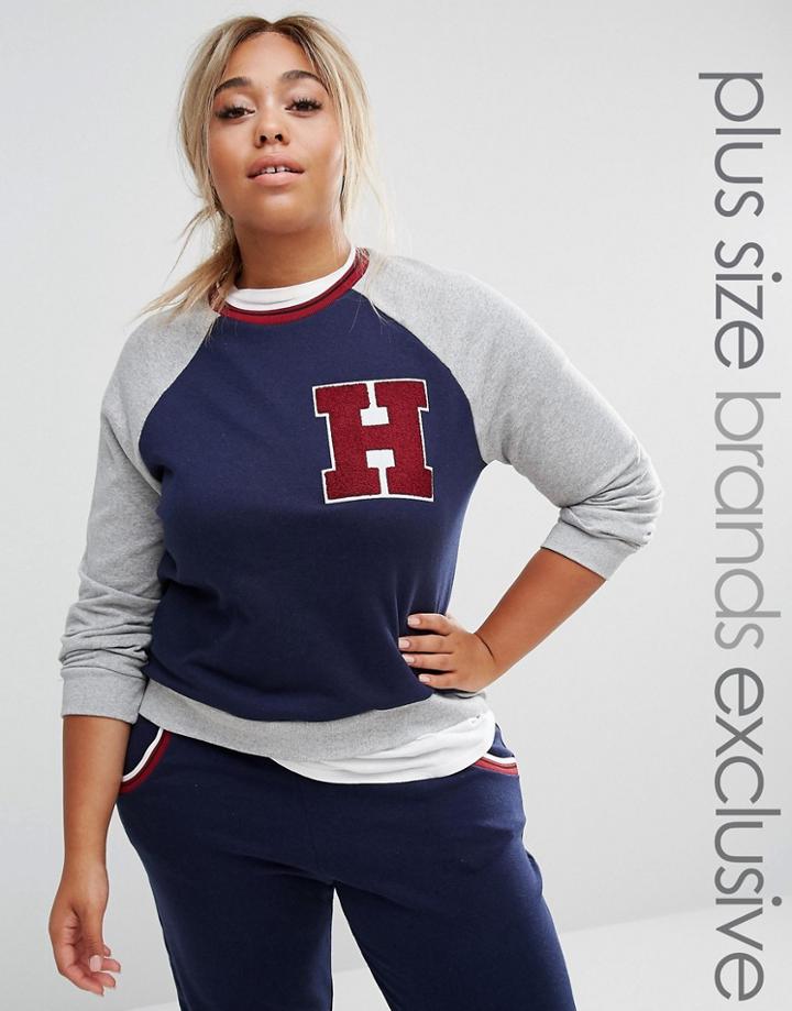 Pink Clove Varsity Raglan Sweatshirt - Navy