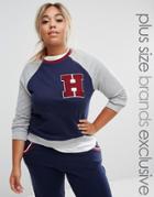 Pink Clove Varsity Raglan Sweatshirt - Navy
