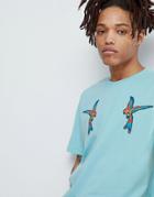 Asos Design Relaxed T-shirt With Parrot Embroidery - Blue
