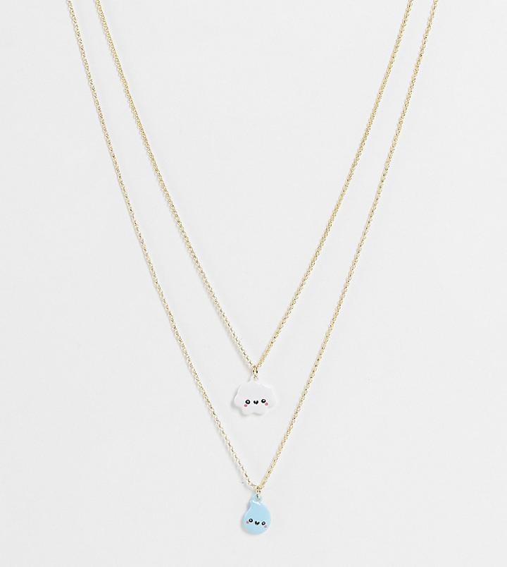 Pieces Exclusive 2 Pack Cloud & Raindrop Necklaces On Gifting Card-multi