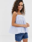 Asos Design Trapeze Cami In Cotton In Stripe - Multi