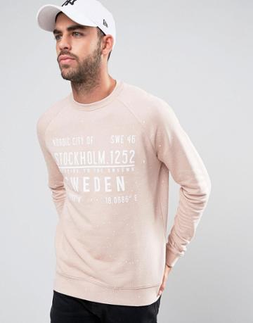 Asos Sweatshirt With Print & Paint Splats - Pink