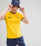 Ellesse Ringer T-shirt With Small Logo In Yellow - Yellow