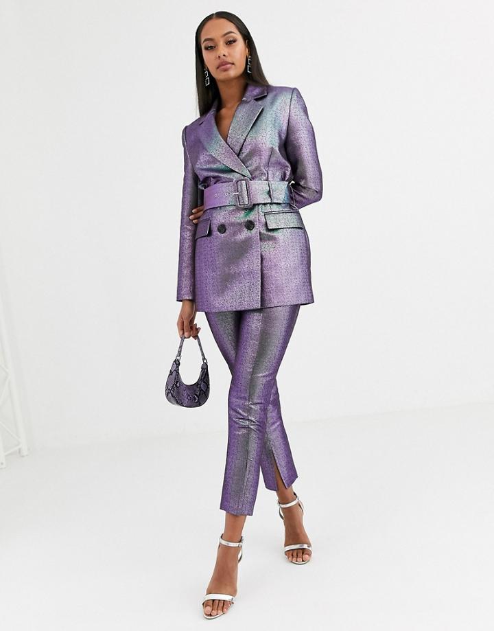 Asos Design Oilslick Metallic Slim Suit Pants-multi