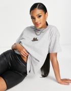 Hnr Ldn Oversized T-shirt With Embroidered Alsatians In Gray-grey