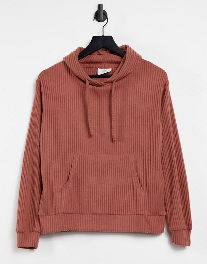 Chelsea Peers Lounge Ribbed Hoodie With Flared Sleeves In Pink