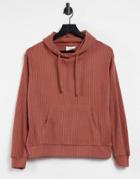 Chelsea Peers Lounge Ribbed Hoodie With Flared Sleeves In Pink