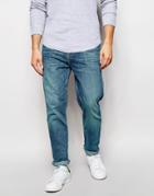 Asos Tapered Jeans In Mid Wash - Mid Blue