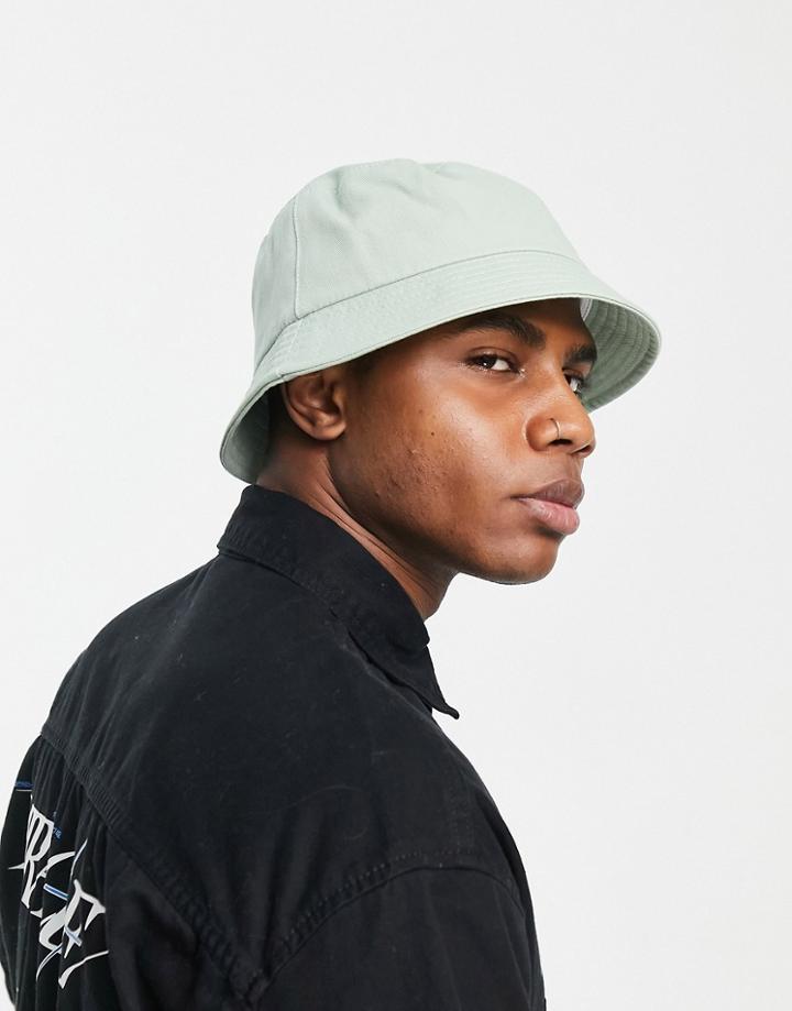 Asos Design Cotton Bucket Hat In Sage Green