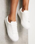 London Rebel Minimal Lace Up Sneakers In White