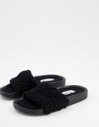 Simmi London Mahi Summer Fluff Slides In Black