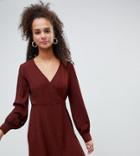 Bershka Polka Dot Tea Dress-brown