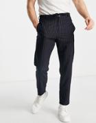 Bolongaro Trevor Skinny Pinstripe Smart Pants In Navy