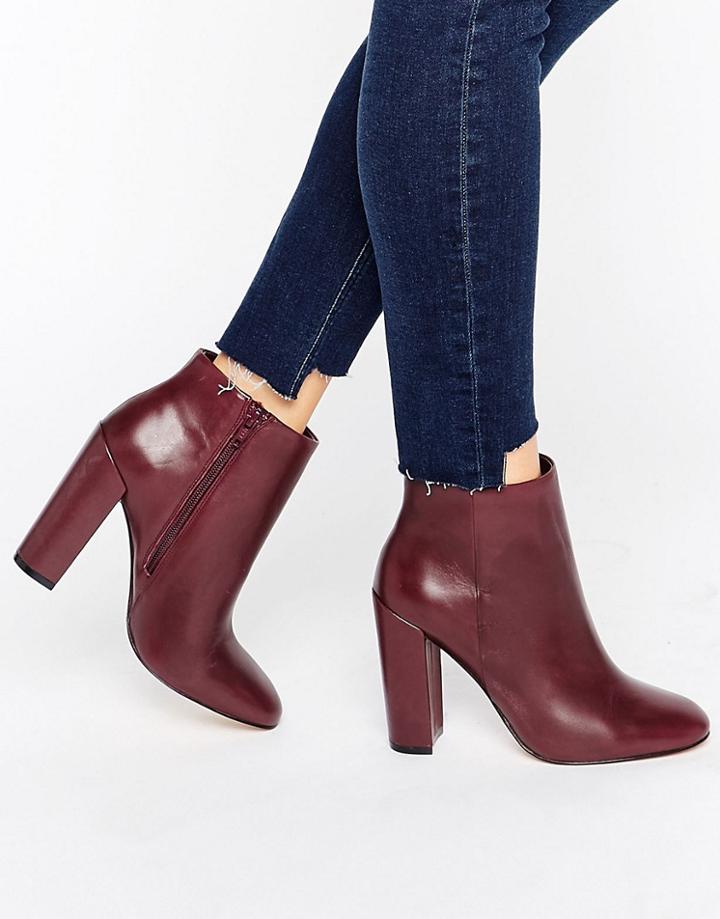 Aldo Aravia Leather Heeled Ankle Boots - Red
