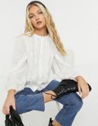 Vila Embroidered Button-down Blouse In White