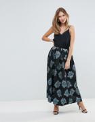Closet Floral Jacquard Pleated Long Skirt - Multi