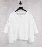 Collusion Plus Crop Boxy Short Sleeve T-shirt In White-black
