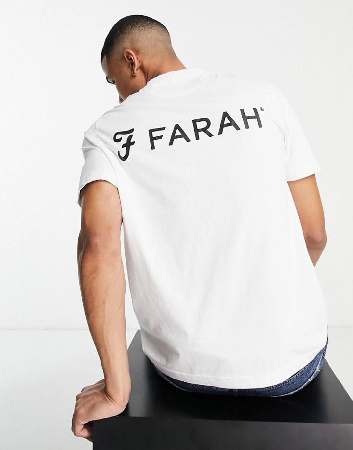 Farah Trafford Back Logo T-shirt In White