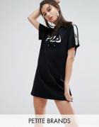 Fila Petite Hooded Laser Cut Dress With Logo And Tape Detail - Black