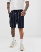 Bershka Shorts In Navy Pinstripe