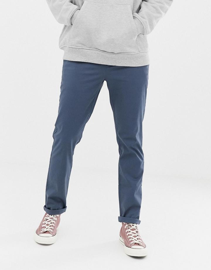 Asos Design Slim Chinos In Dark Blue