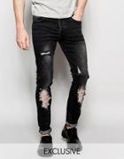Sixth June Skinny Jeans With Distressing - Black