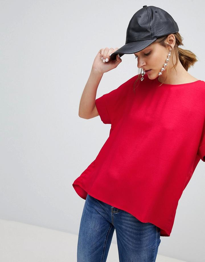 Stradivarius Zip Back Detail Top - Red